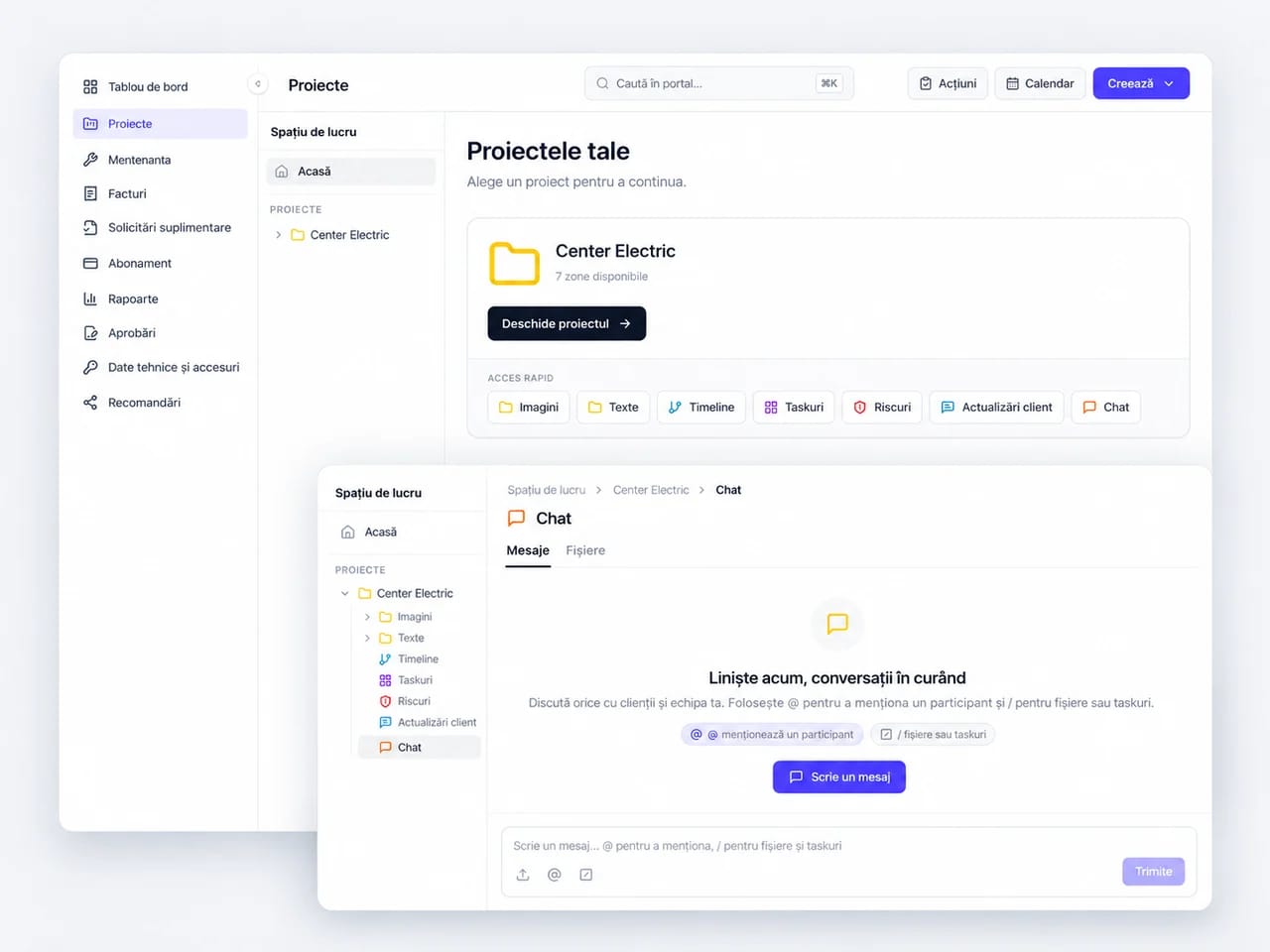 The project and team communication in the Webmate client portal