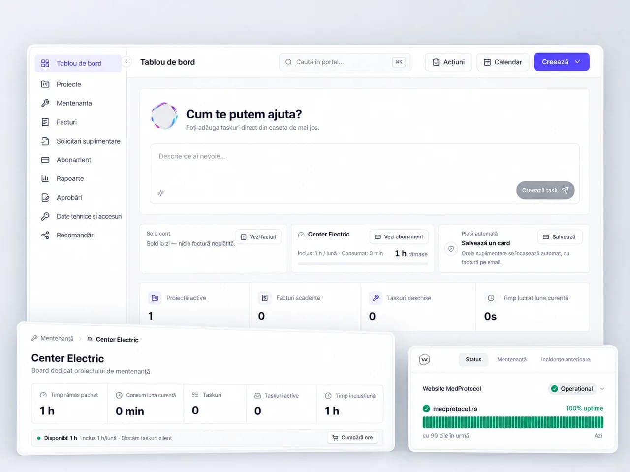 The Webmate portal: requests, maintenance and service status