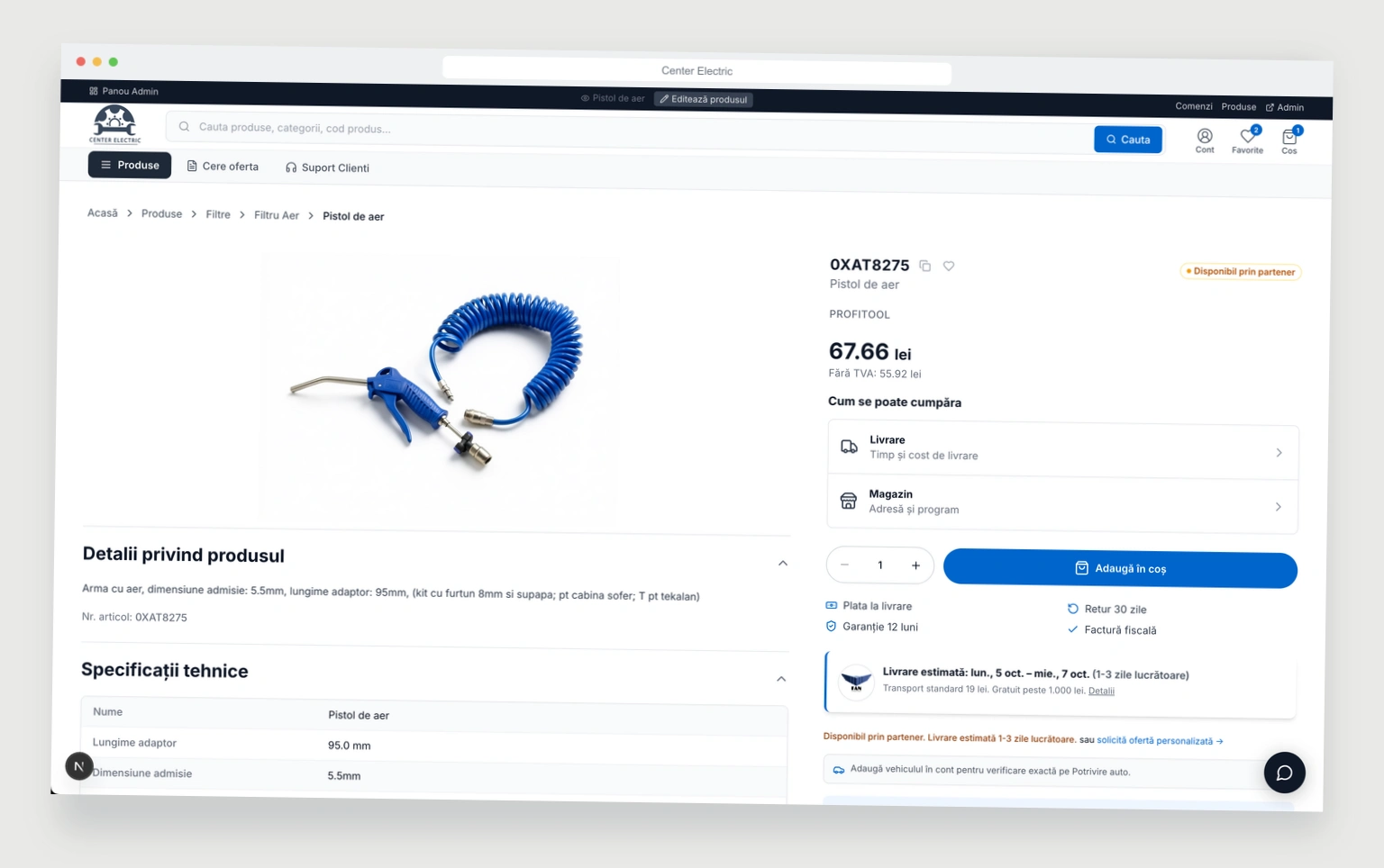 Online store connected to the warehouse