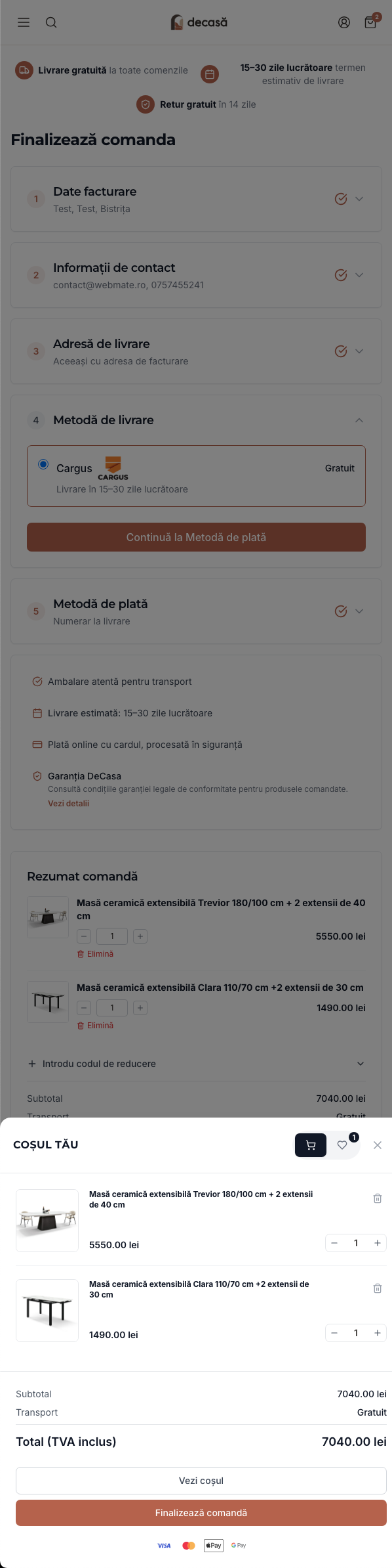 Cart and order