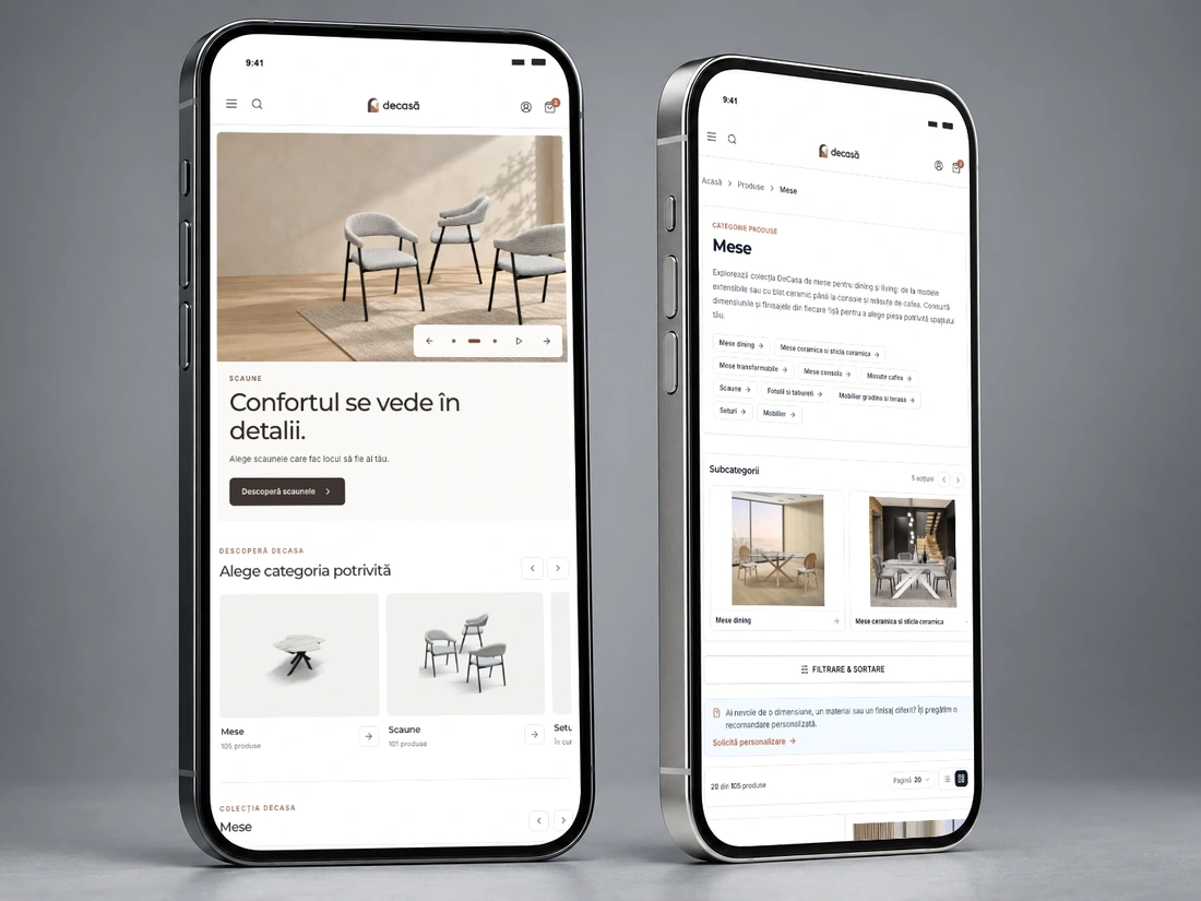 The DeCasă online store on desktop and mobile