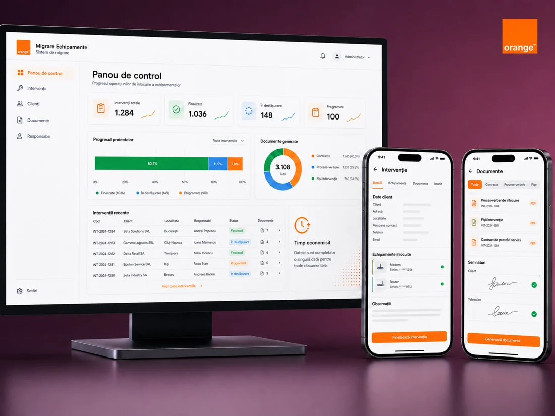 The internal system for migrating Orange customers, built by Webmate