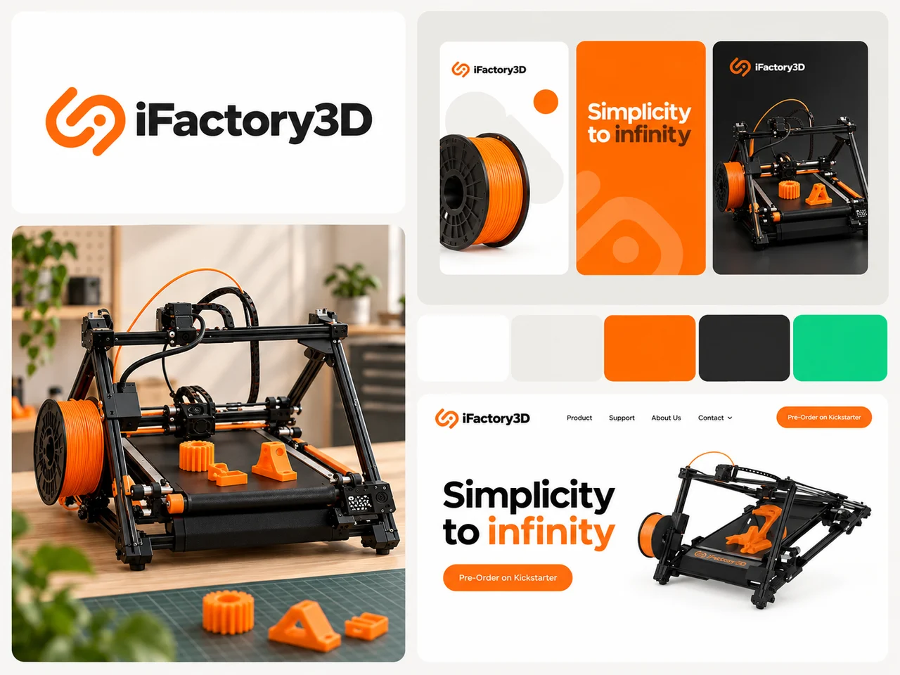 The iFactory3D visual identity on the website and promotional materials