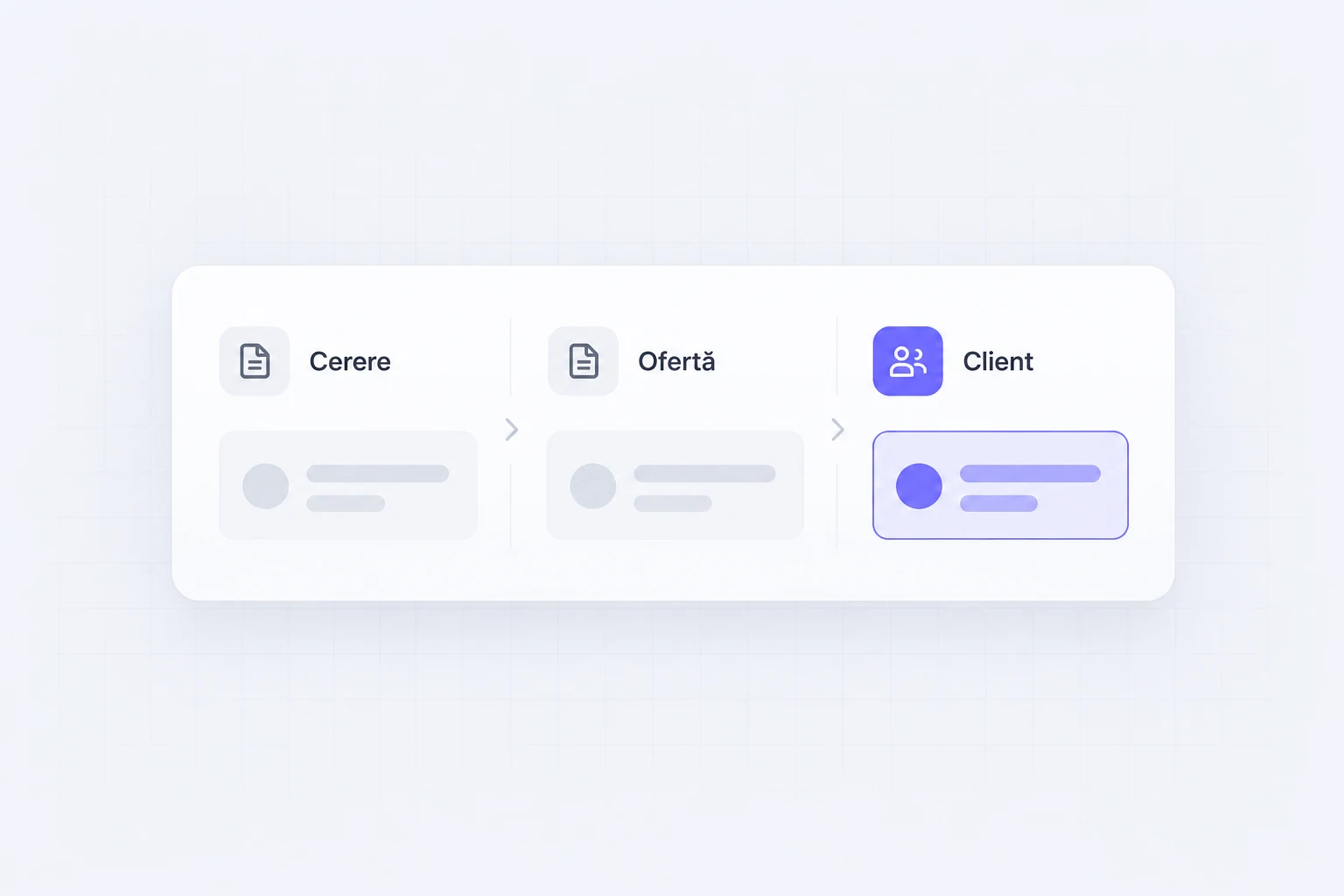 UI/UX illustration for CRM enquiries, quotes and clients