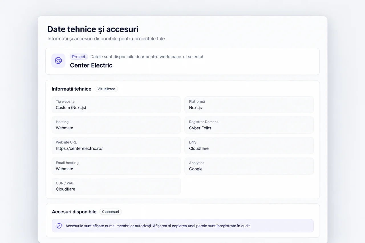 The access section and authorization rules in the Webmate portal
