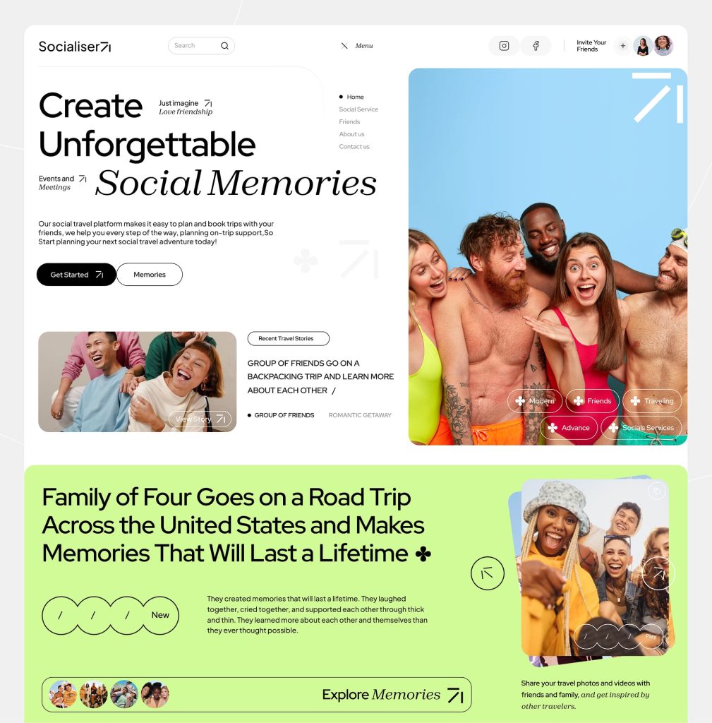 Un site de social media cu un grup de oameni.